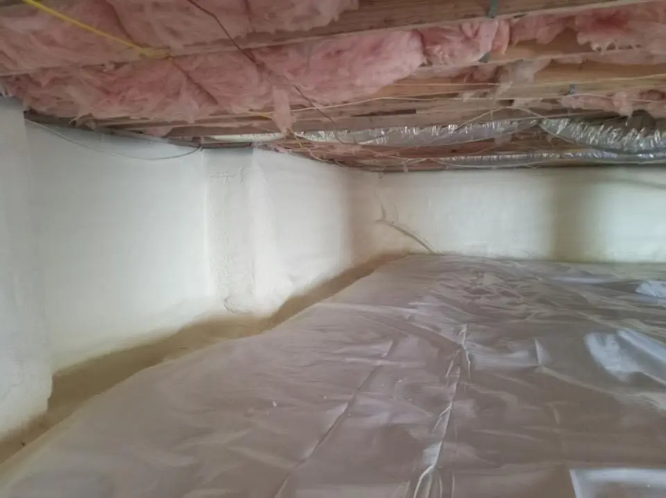 Crawl space encapsulation with closed-cell spray foam for Attic Insulation in East Windsor